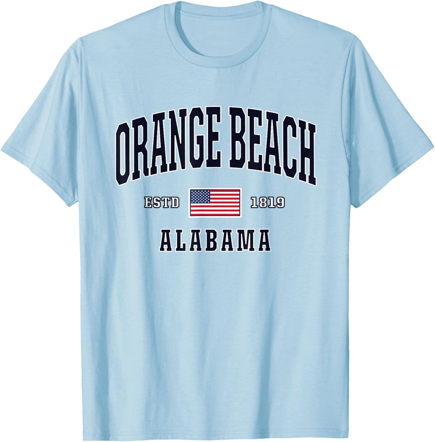 USA FLAG Stars & Stripes Orange Beach Alabama T-Shirt - T-Shirt | Light Blue