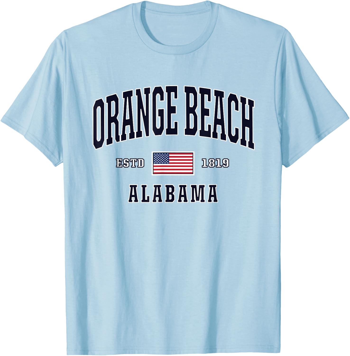 USA FLAG Stars & Stripes Orange Beach Alabama T-Shirt - T-Shirt | Light Blue