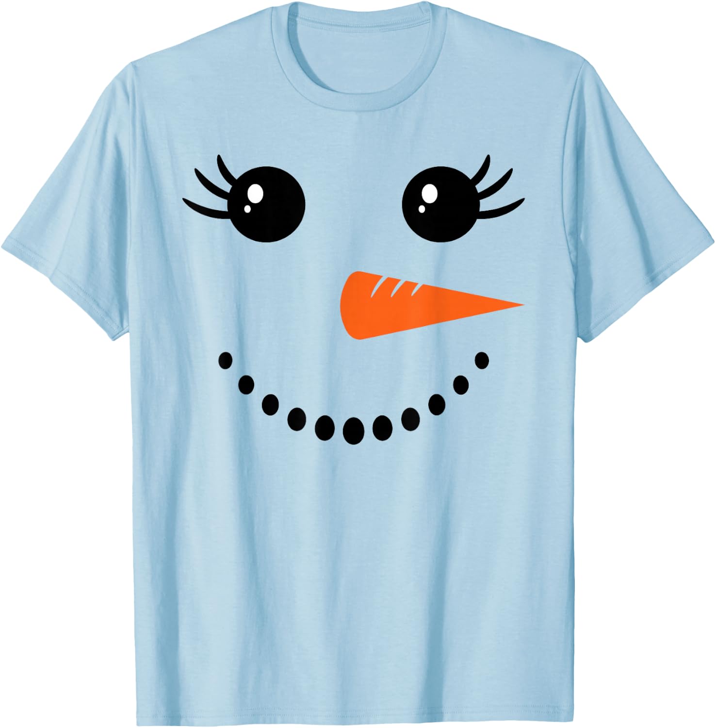 Snowman Girl Face for Girls Christmas Winter T-Shirt - T-Shirt | Light Blue