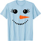 Snowman Girl Face for Girls Christmas Winter T-Shirt - T-Shirt | Light Blue