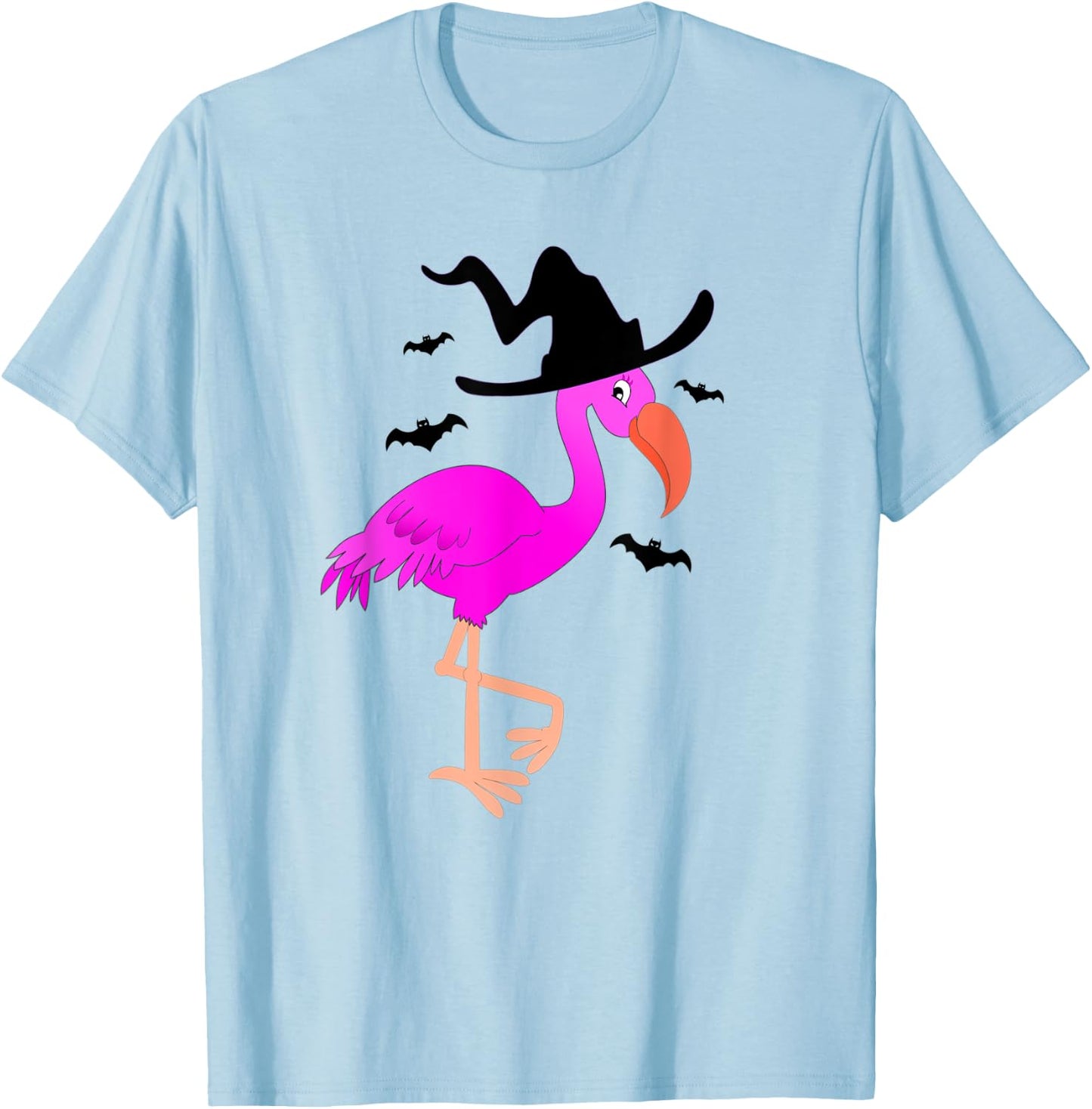 Flamingo Witch Halloween T-Shirt - T-Shirt | Light Blue