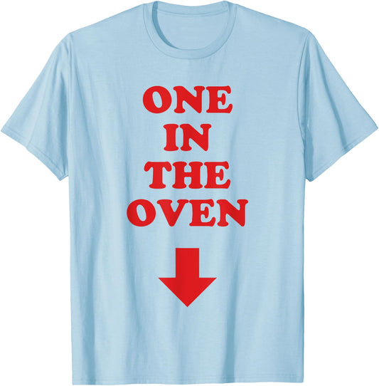 One In The Oven Red Arrow Comedy Pregnancy Costume T-Shirt - T-Shirt | Light Blue
