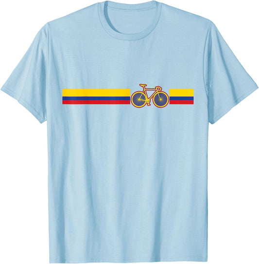Colombian Cycling Shirt Colombia Flag Cyclist Bicycle Gift T-Shirt - T-Shirt | Light Blue