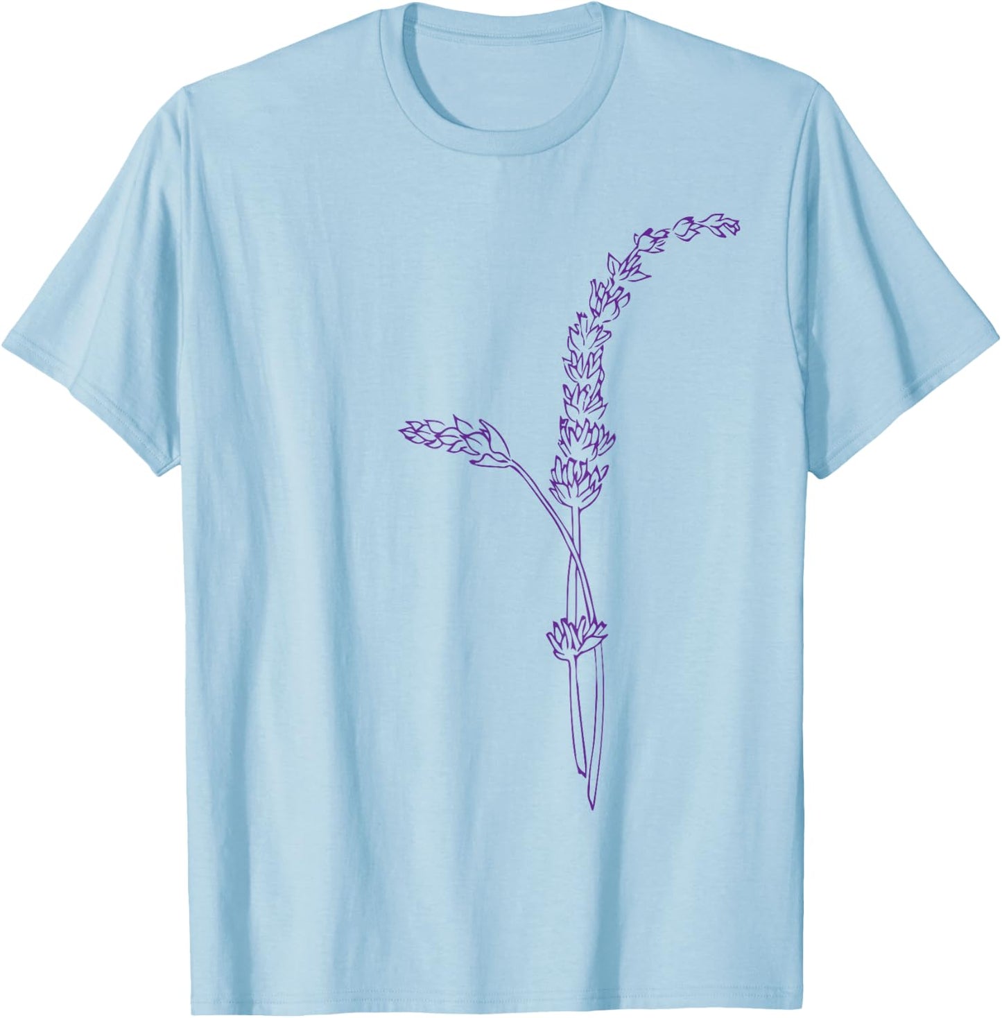Lavender Flower Drawing Graphic | Illustration | Sales T-Shirt - T-Shirt | Light Blue