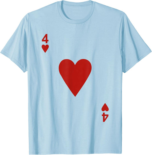 Four of hearts Blackjack Cards Poker 21 4 shirt T-Shirt - T-Shirt | Light Blue
