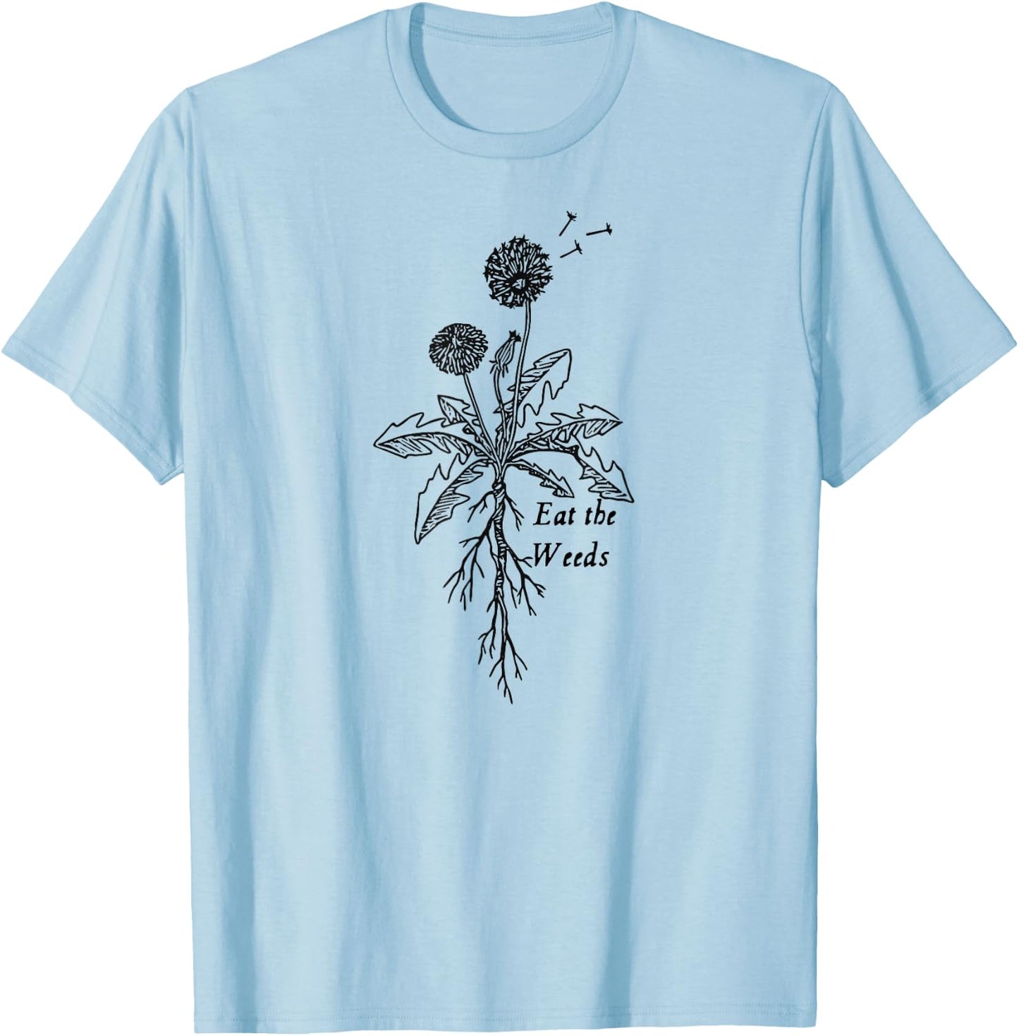 Eat the Weeds forager dandelion illustrated T-Shirt - T-Shirt | Light Blue