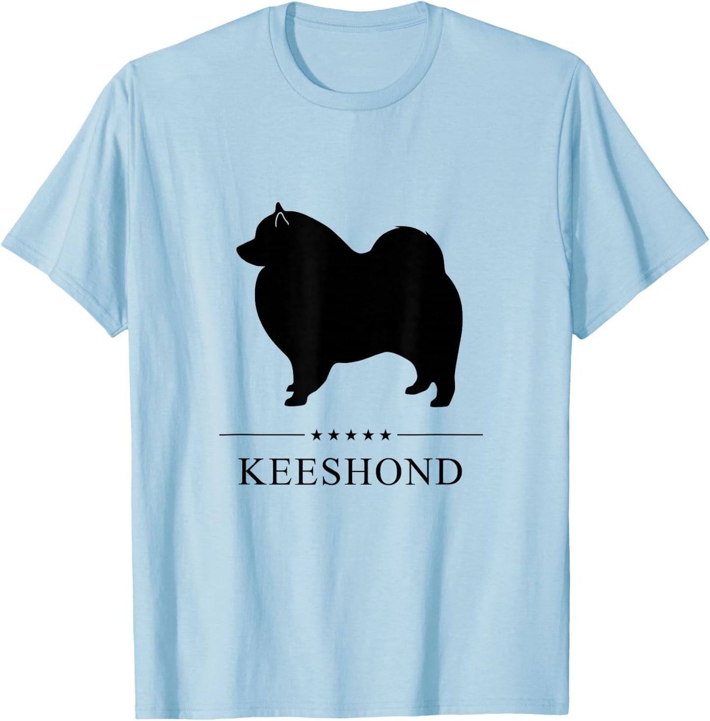 Keeshond Black Silhouette T-Shirt - T-Shirt | Light Blue