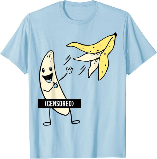 Censored Banana Throwing Off His Peel T-Shirt - T-Shirt | Light Blue