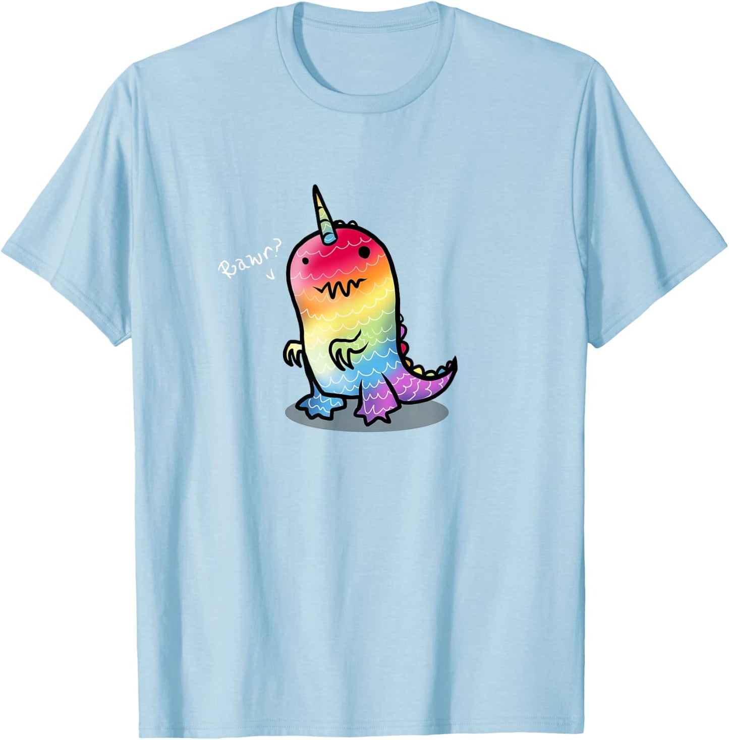 RAWR! | Cute Rainbow Dinosaur Unicorn Shirt T-Shirt - T-Shirt | Light Blue