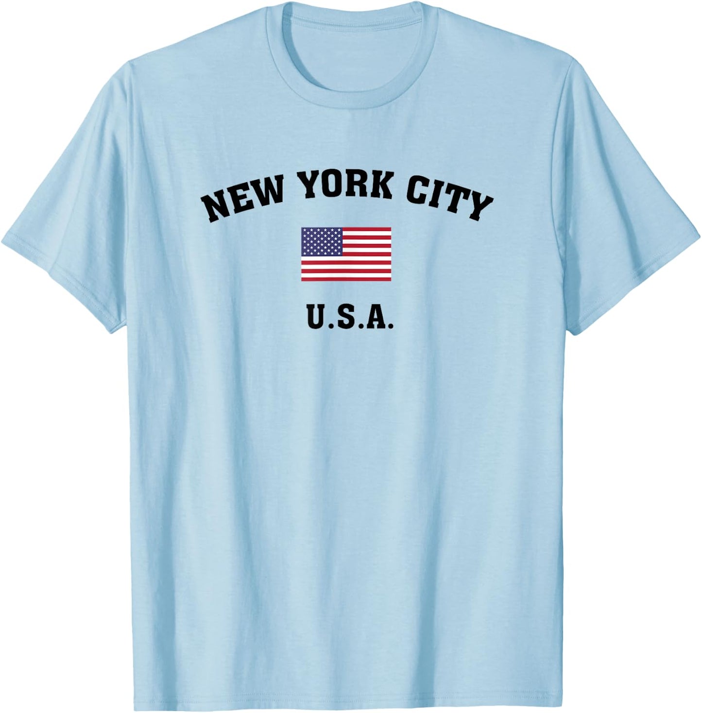 New York City USA with American Flag T Shirt T-Shirt - T-Shirt | Light Blue