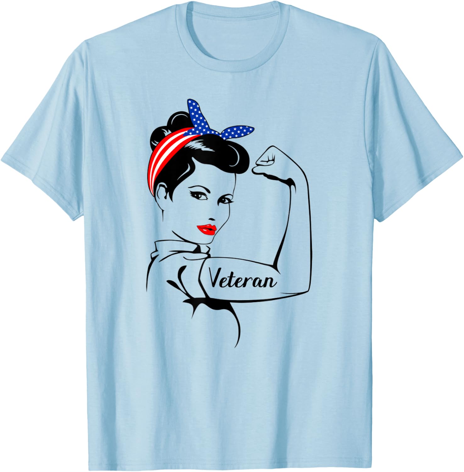 Veteran Rosie The Riveter T Shirt Veterans T-Shirt - T-Shirt | Light Blue