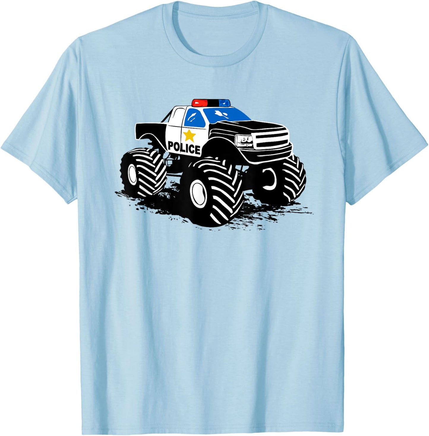 Children Crash Police Monster Truck Big Foot Crush T-Shirt - T-Shirt | Light Blue