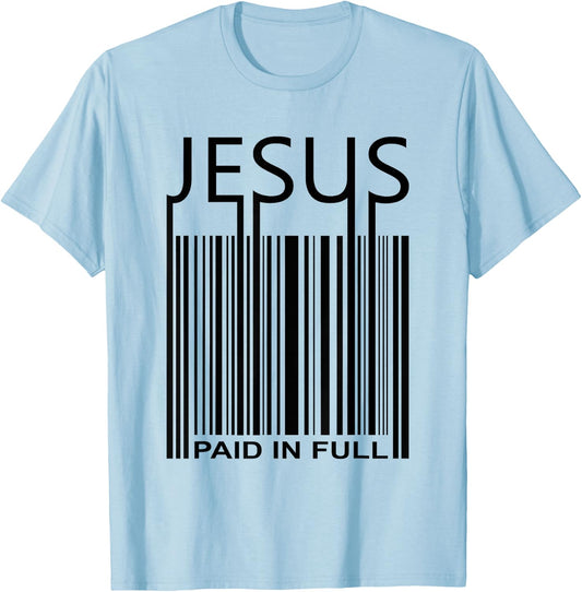 Jesus Bar Code Paid In Full -Christian Faith T Shirt T-Shirt - T-Shirt | Light Blue