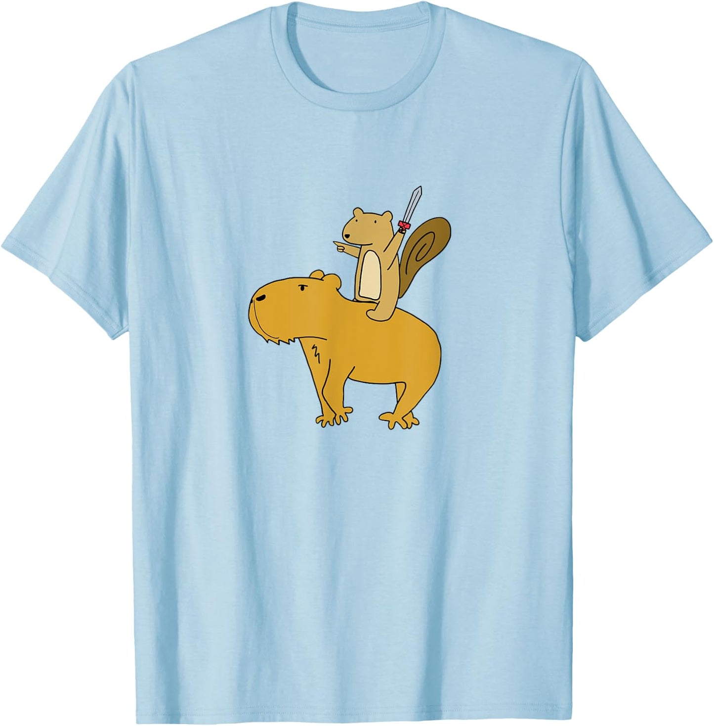 Squirrel Riding Capybara T-Shirt - T-Shirt | Light Blue