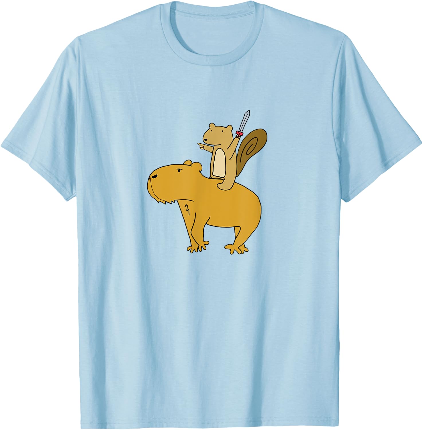 Squirrel Riding Capybara T-Shirt - T-Shirt | Light Blue
