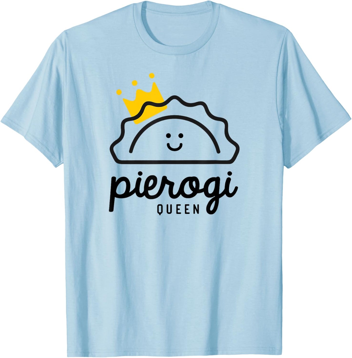 PIEROGI QUEEN | Royal Yellow Crown Polish Food Pierogi Fest T-Shirt - T-Shirt | Light Blue