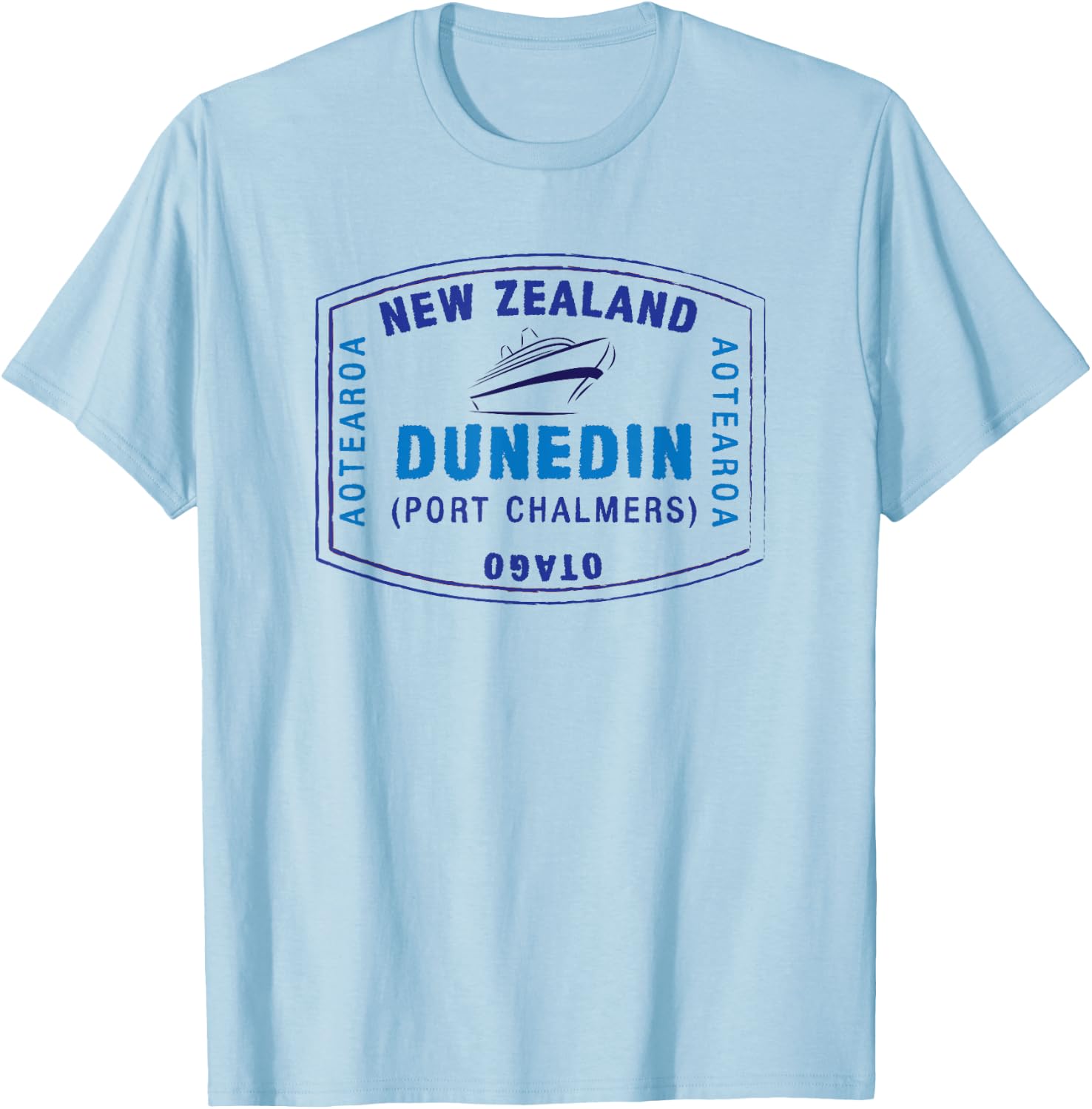 Dunedin New Zealand Passport Stamp Vacation T-Shirt - T-Shirt | Light Blue