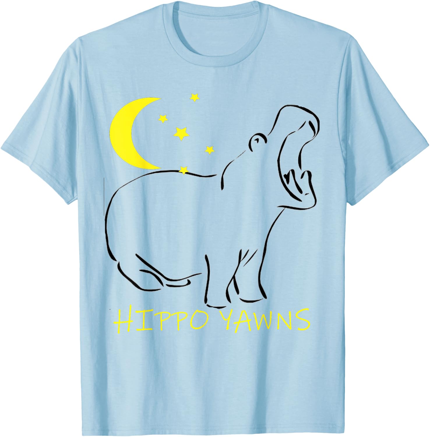 Hippo Yawns Funny Sleep In Pajamas T-Shirt - T-Shirt | Light Blue
