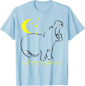 Hippo Yawns Funny Sleep In Pajamas T-Shirt - T-Shirt | Light Blue