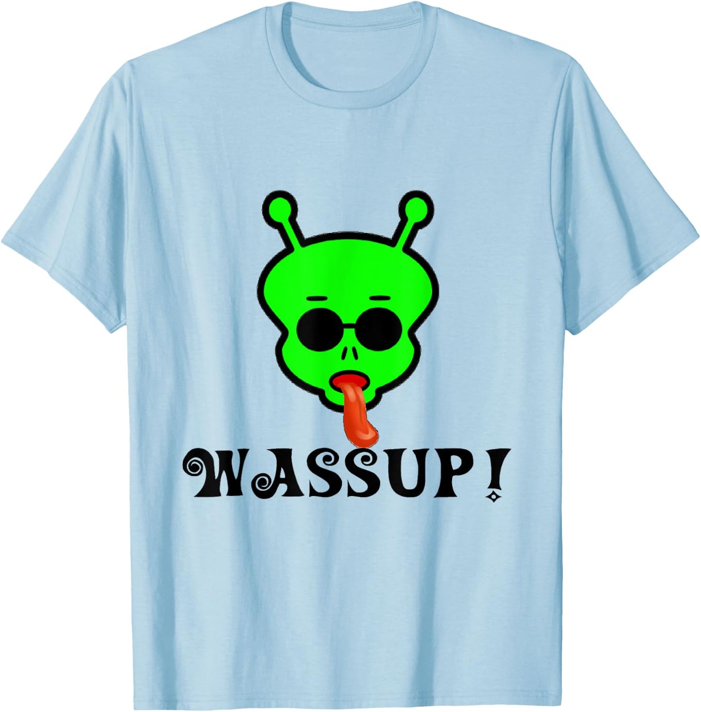 Wassup Space Alien With Tongue T-Shirt - T-Shirt | Light Blue