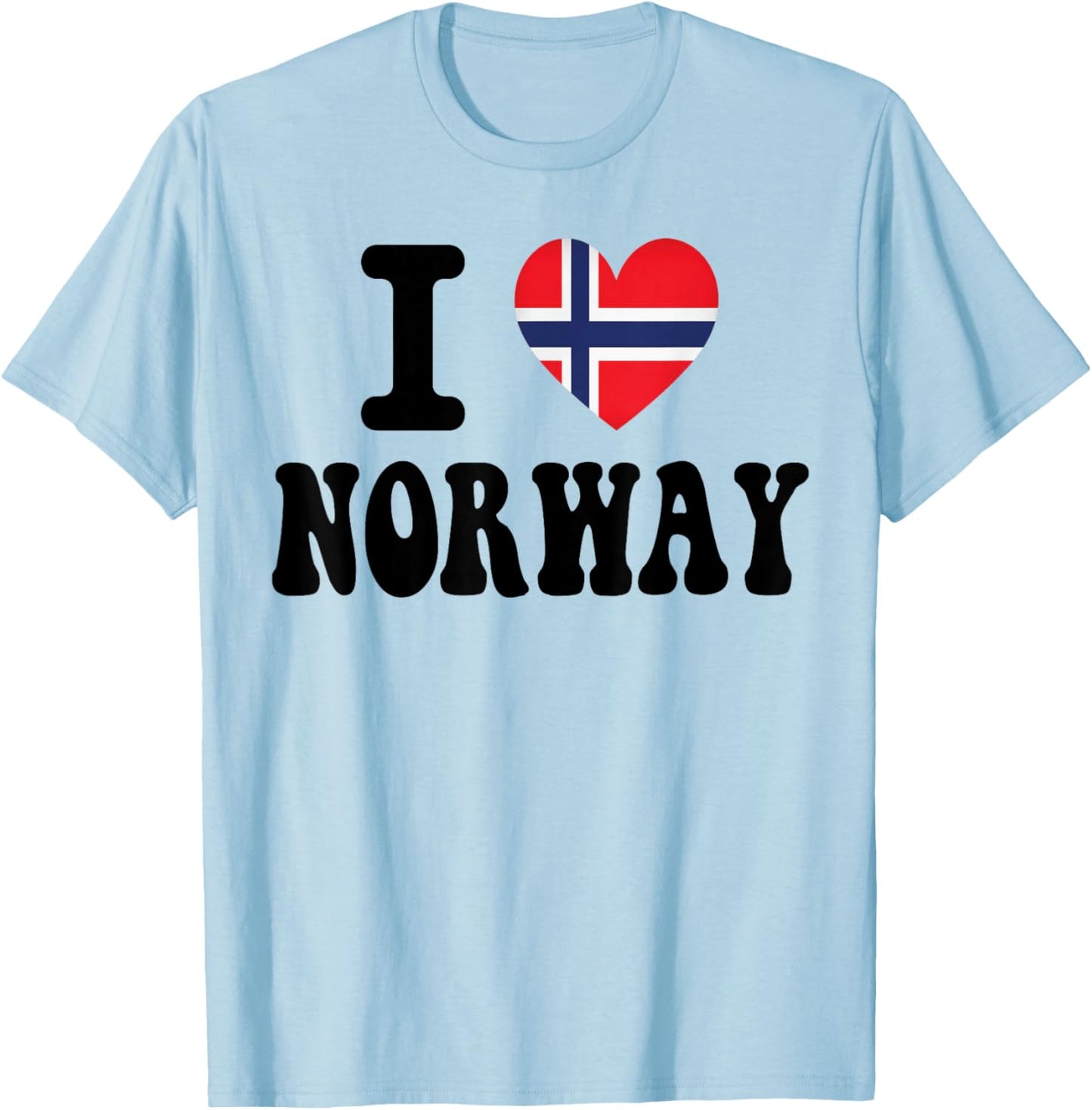 I Love Norway Heart Flag Retro Travel Souvenir T-Shirt - T-Shirt | Light Blue