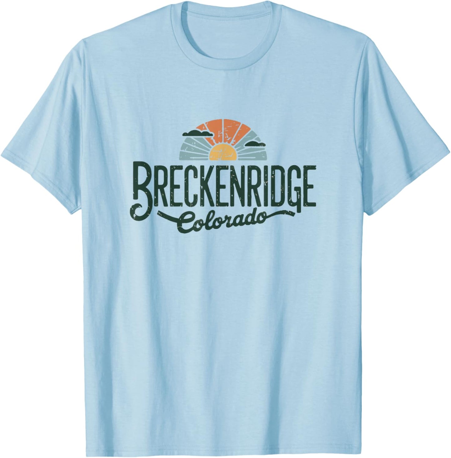 Breckenridge CO Retro Sunset Tourist Travel Gift T-Shirt - T-Shirt | Light Blue