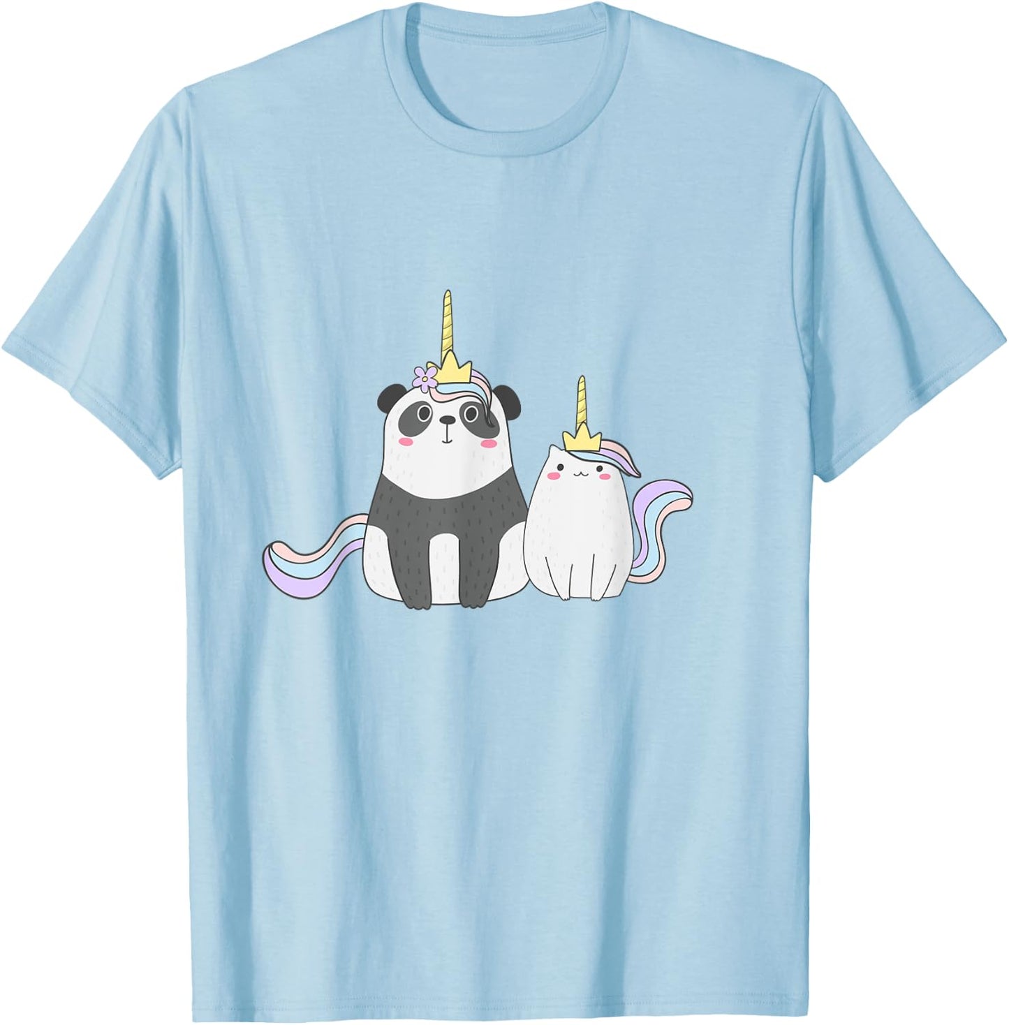 Cute Pandacorn and Caticorn Magical Creature T-Shirt - T-Shirt | Light Blue