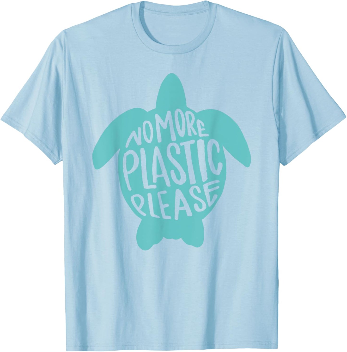 No More Plastic Please Turtle T-Shirt - T-Shirt | Light Blue