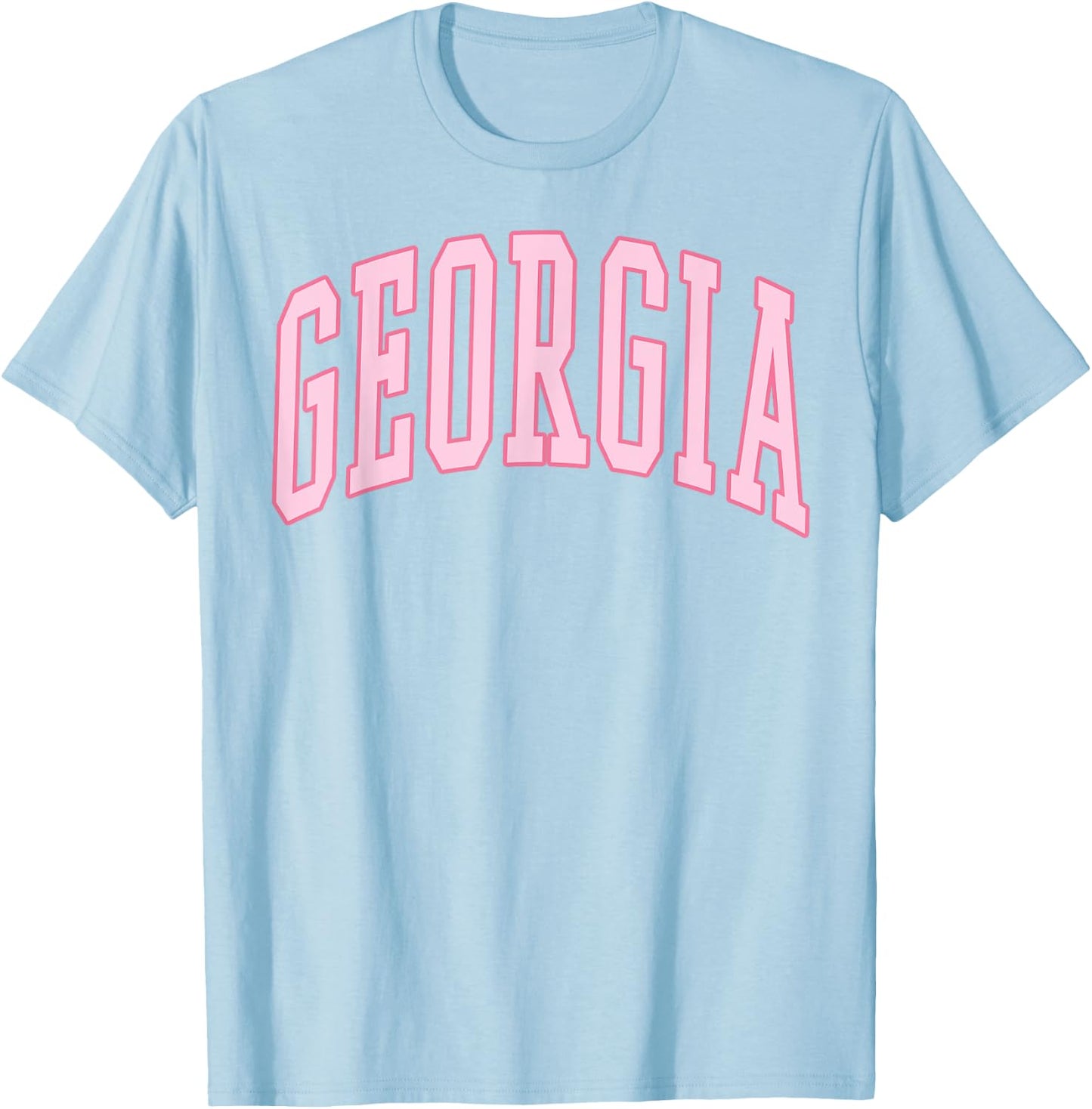 Georgia Vintage Preppy Varsity Pink Sports T-Shirt - T-Shirt | Light Blue