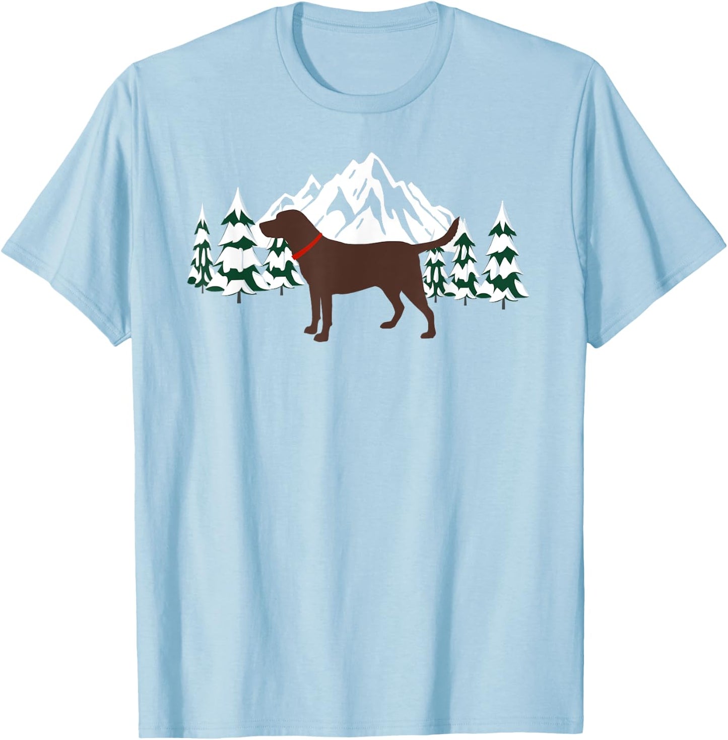 Chocolate Labrador Retriever Winter Snow Scene T-Shirt - T-Shirt | Light Blue