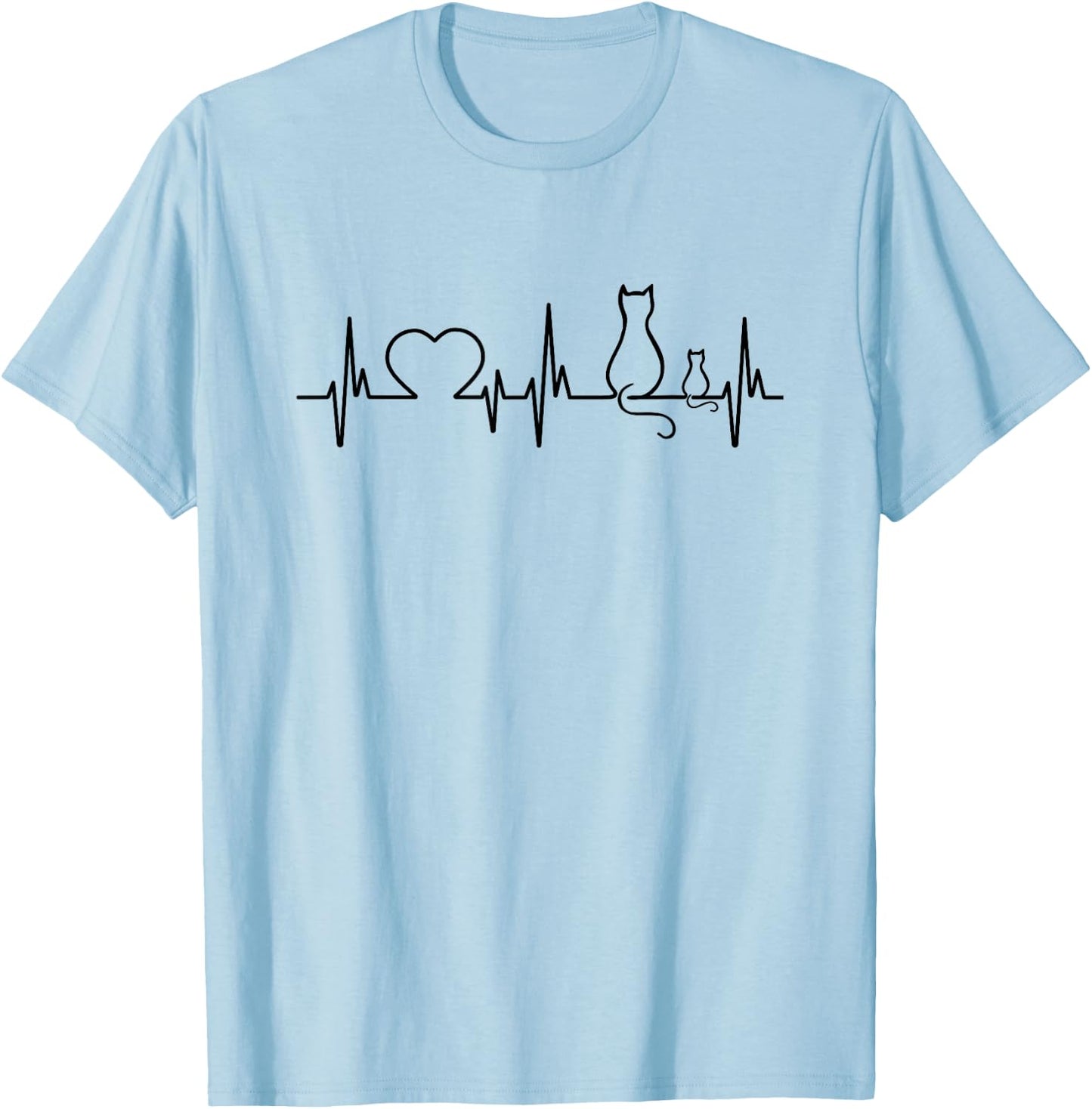 Cat Heartbeat Crazy Lady Love Rescue Cat Love Kitten graphic T-Shirt - T-Shirt | Light Blue