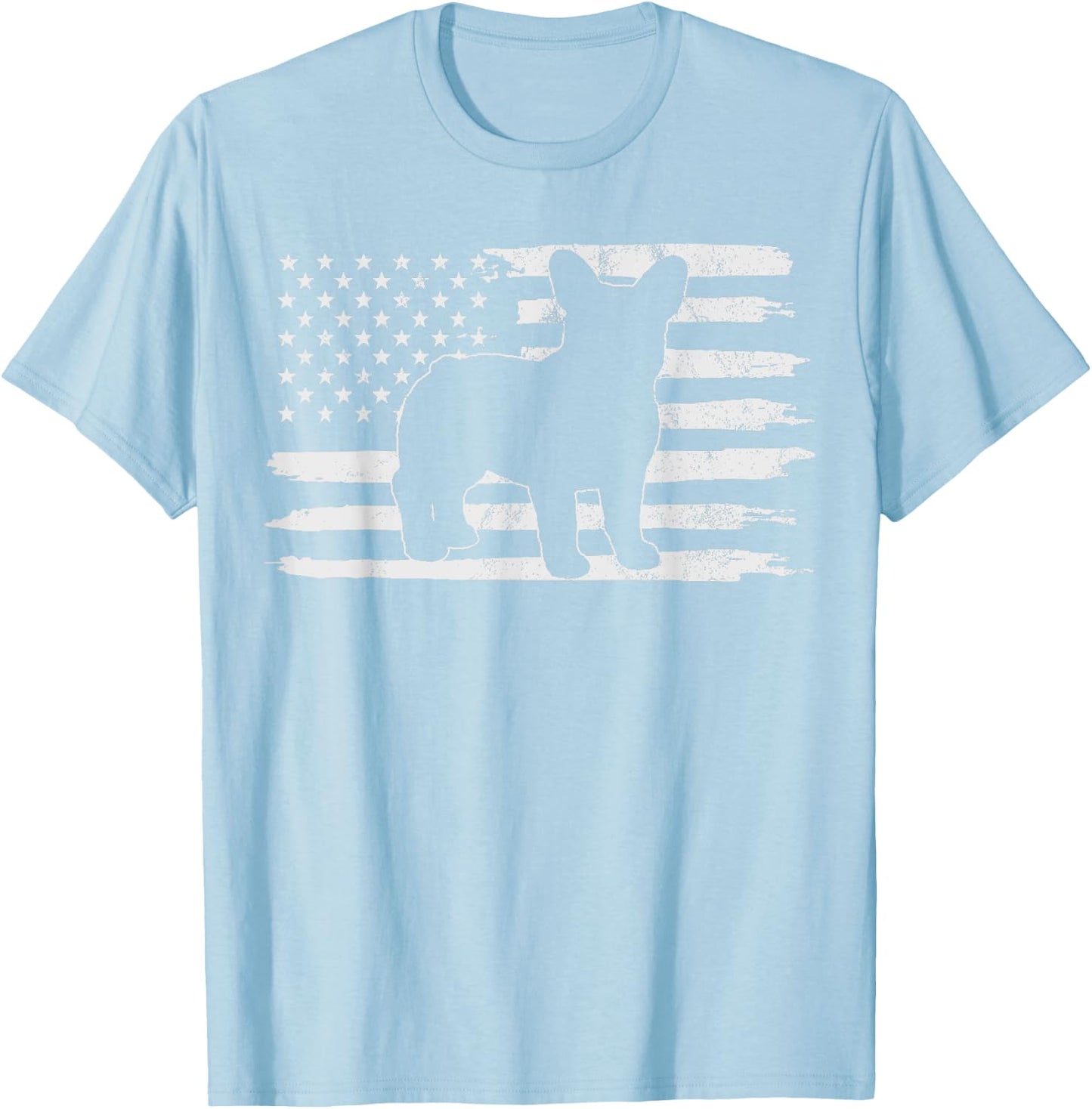 Frenchie Shirt 4th of July French Bulldog T-Shirt - T-Shirt | Light Blue