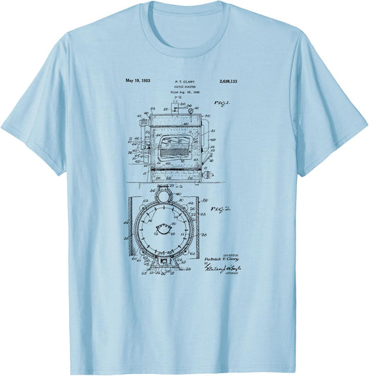 Vintage 1949 Coffee Roaster Patent Print Gift T-Shirt - T-Shirt | Light Blue