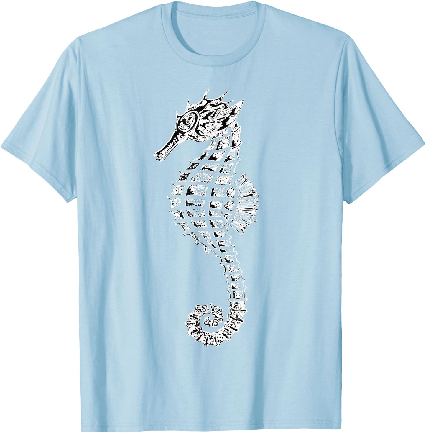 Seahorse - New Pink or Heather Artistic Print T-Shirt - T-Shirt | Light Blue