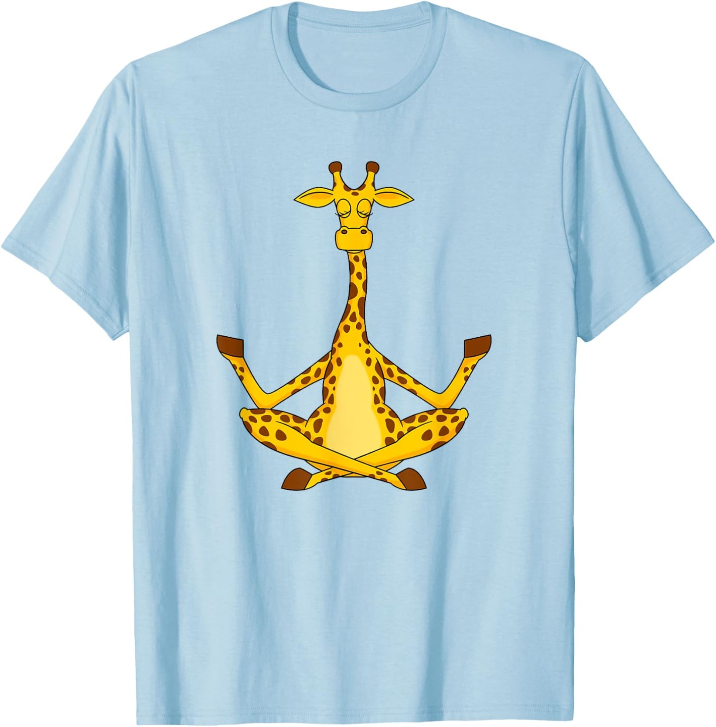 Meditation Giraffe Cartoon Animals Yoga & Fitness Lover T-Shirt - T-Shirt | Light Blue