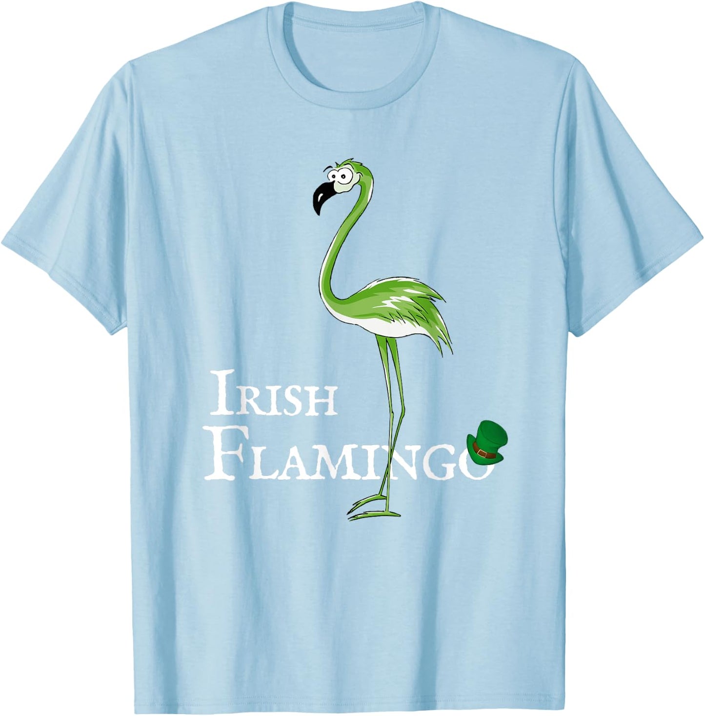 Funky Irish Flamingo Green Bird St Patricks Day T-Shirt - T-Shirt | Light Blue