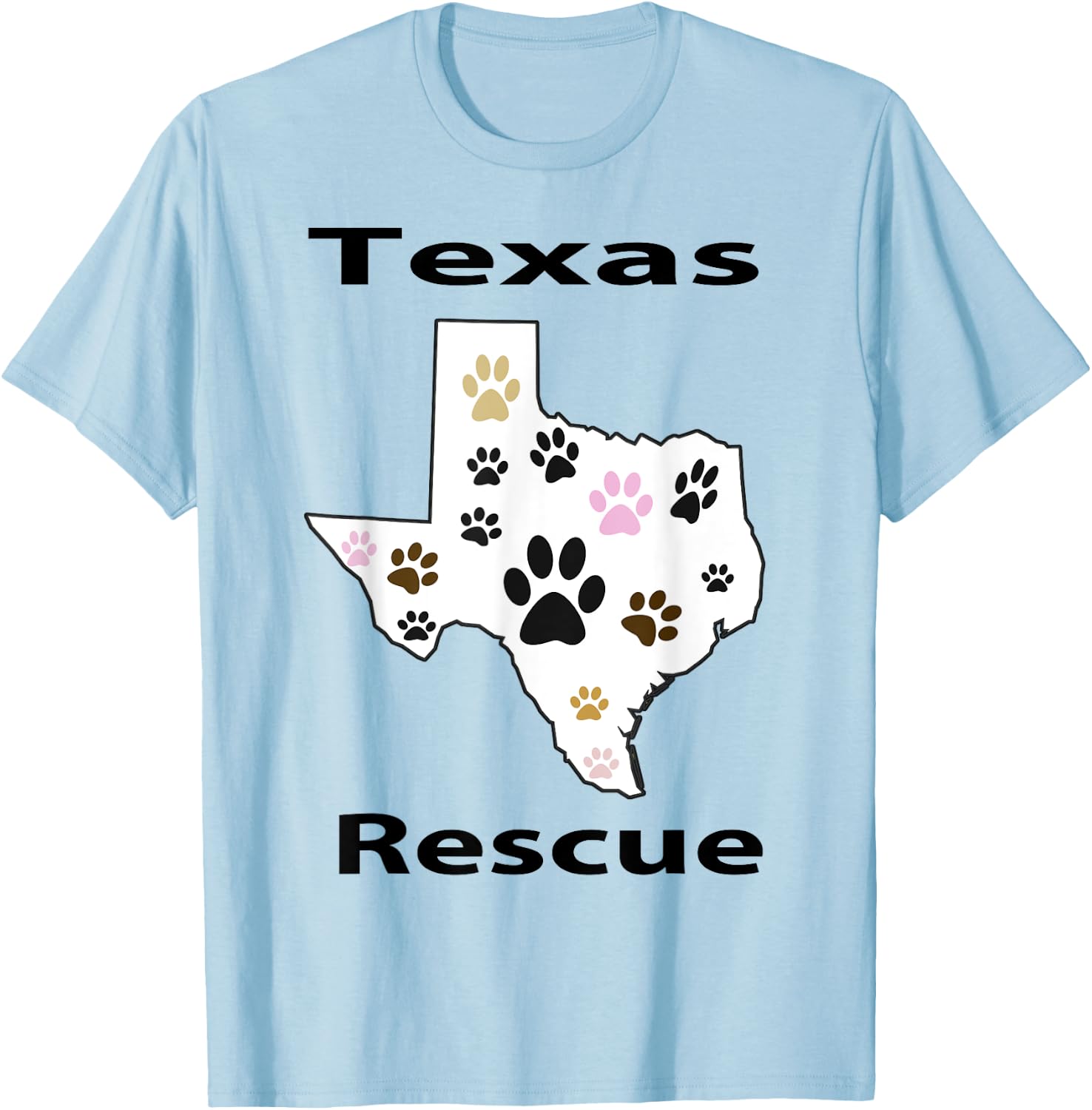 Texas Pet Paws Rescue Shirt TX Paw Footprint Gift T-Shirt - T-Shirt | Light Blue