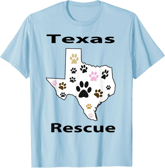 Texas Pet Paws Rescue Shirt TX Paw Footprint Gift T-Shirt - T-Shirt | Light Blue