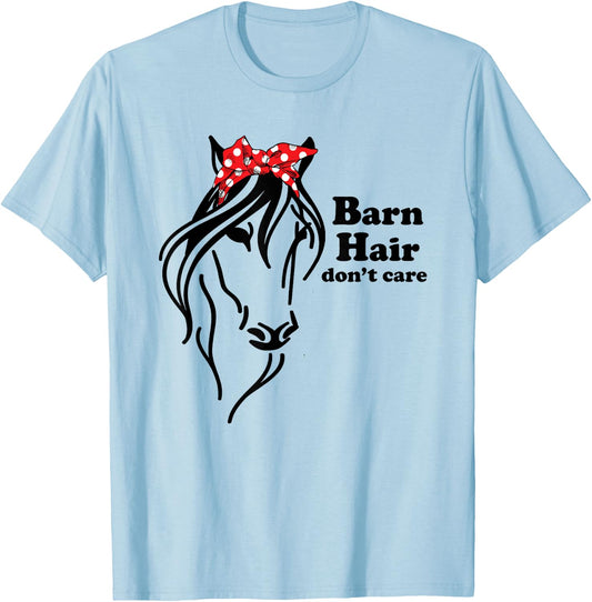 Cute Girls Cowgirls Barn Hair Don't Care Horse Riding Gift T-Shirt - T-Shirt | Light Blue