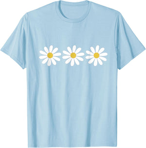 3 Simple but Pretty Daisy Flower T-Shirt - T-Shirt | Light Blue