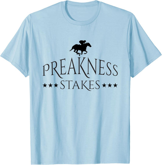 Preakness Horse Racing Shirts , Stakes Apparel T-Shirt - T-Shirt | Light Blue
