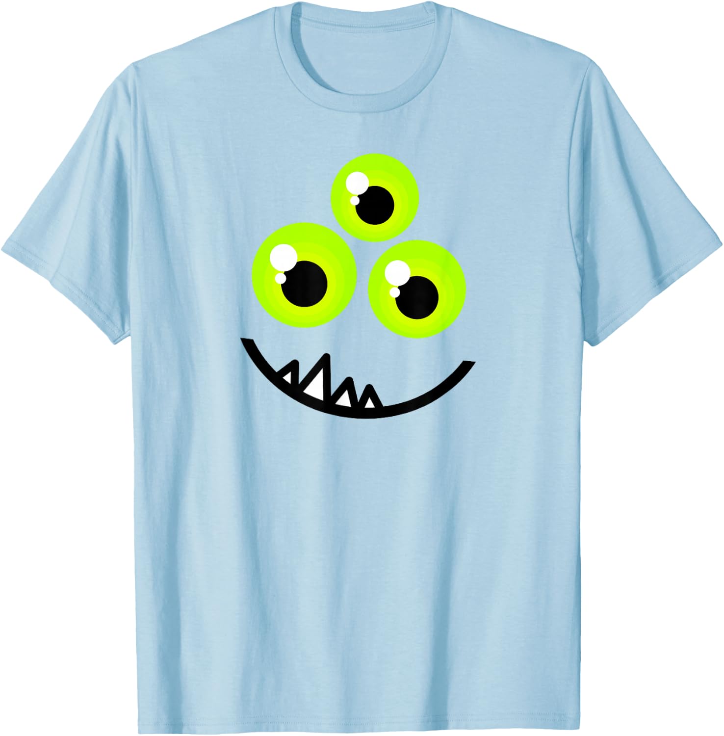 Cute One Eyed Monster Face Green Eyes Halloween Costume T-Shirt - T-Shirt | Light Blue