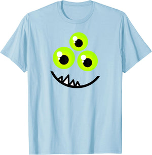Cute One Eyed Monster Face Green Eyes Halloween Costume T-Shirt - T-Shirt | Light Blue