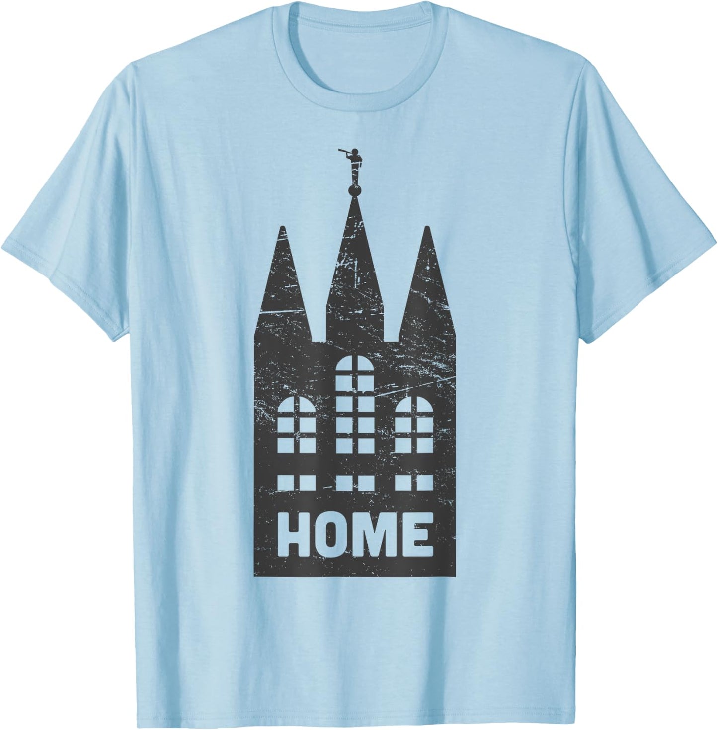 Mormon LDS Temple "Home" Distressed T-Shirt - T-Shirt | Light Blue