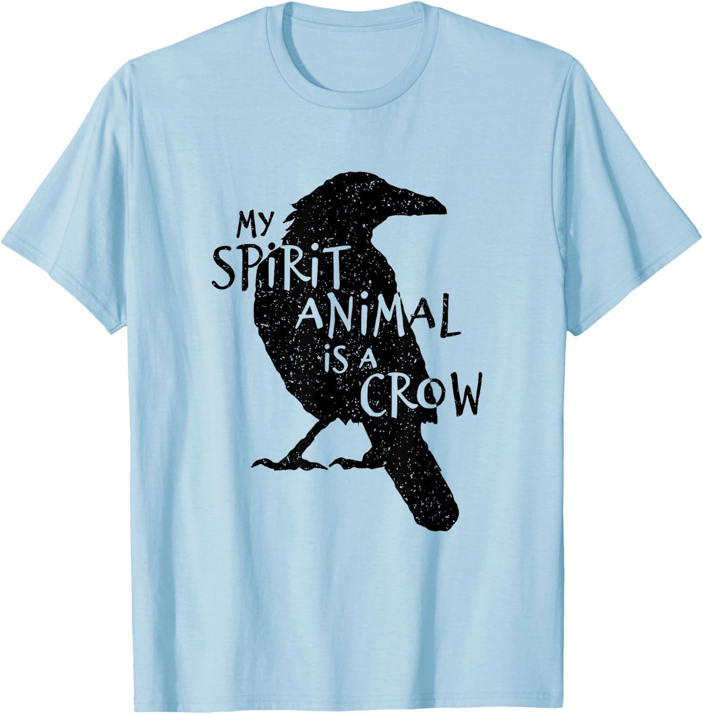 Black Crow Silhouette My Spirit Animal Is A Crow Gothic Bird T-Shirt - T-Shirt | Light Blue