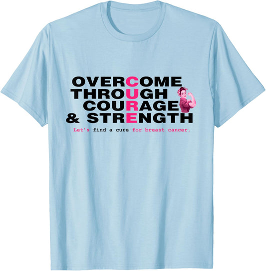 Pinktober Breast Cancer Awareness Cure inspire ladies T-Shirt - T-Shirt | Light Blue