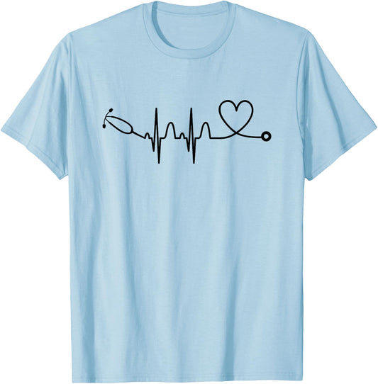 Stethoscope Heartbeat - Stethoscope Gift Doctor & Nurse T-Shirt - T-Shirt | Light Blue