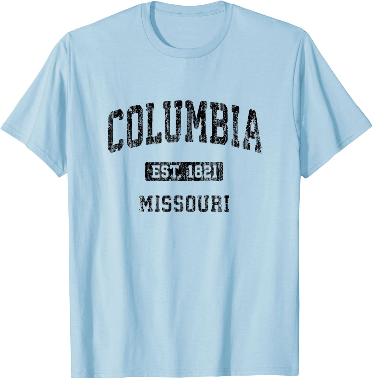 Columbia Missouri MO Vintage Athletic Sports Design T-Shirt - T-Shirt | Light Blue