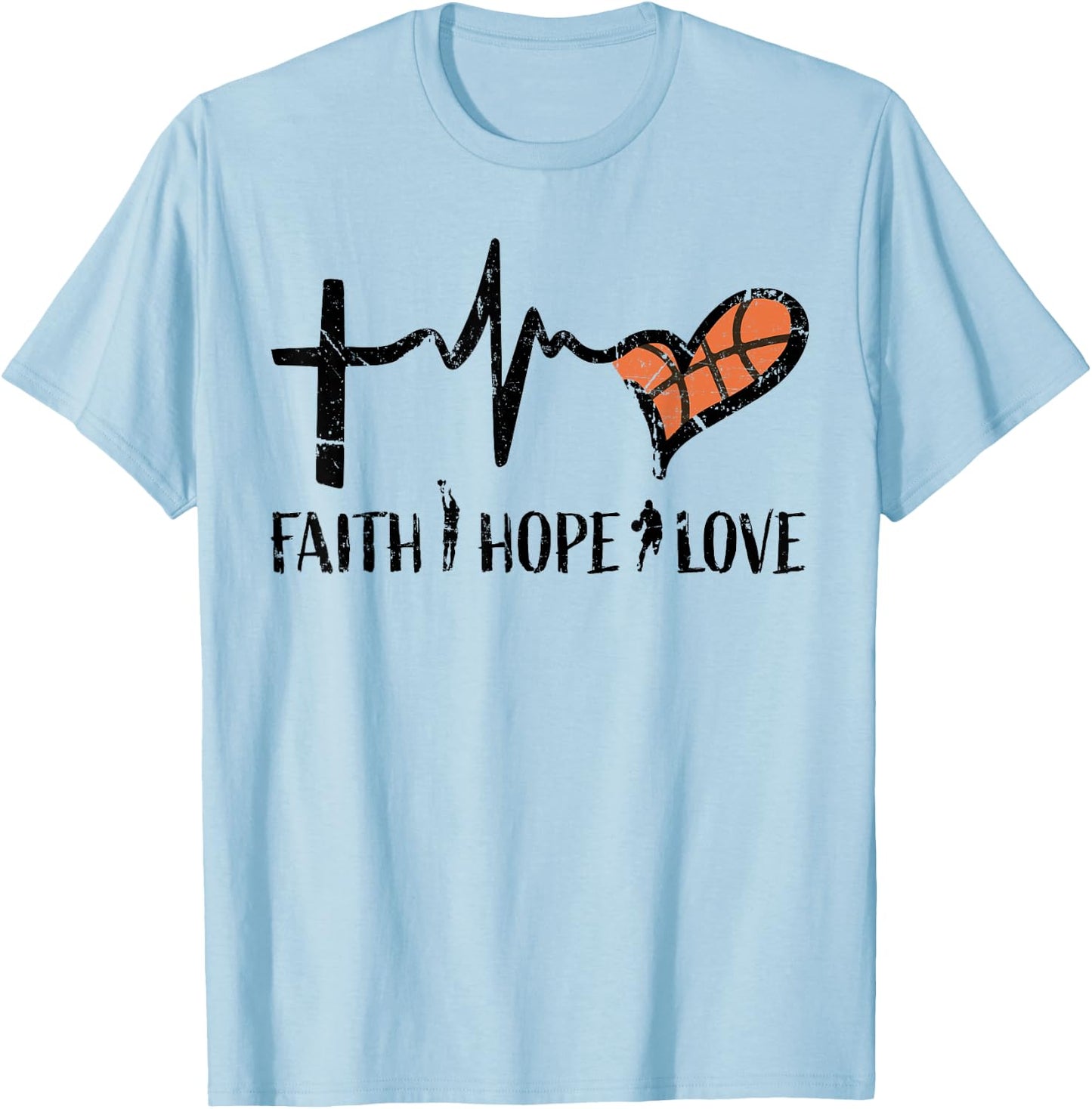 Christian Basketball Gifts Faith Hope Love Religious Kids T-Shirt - T-Shirt | Light Blue