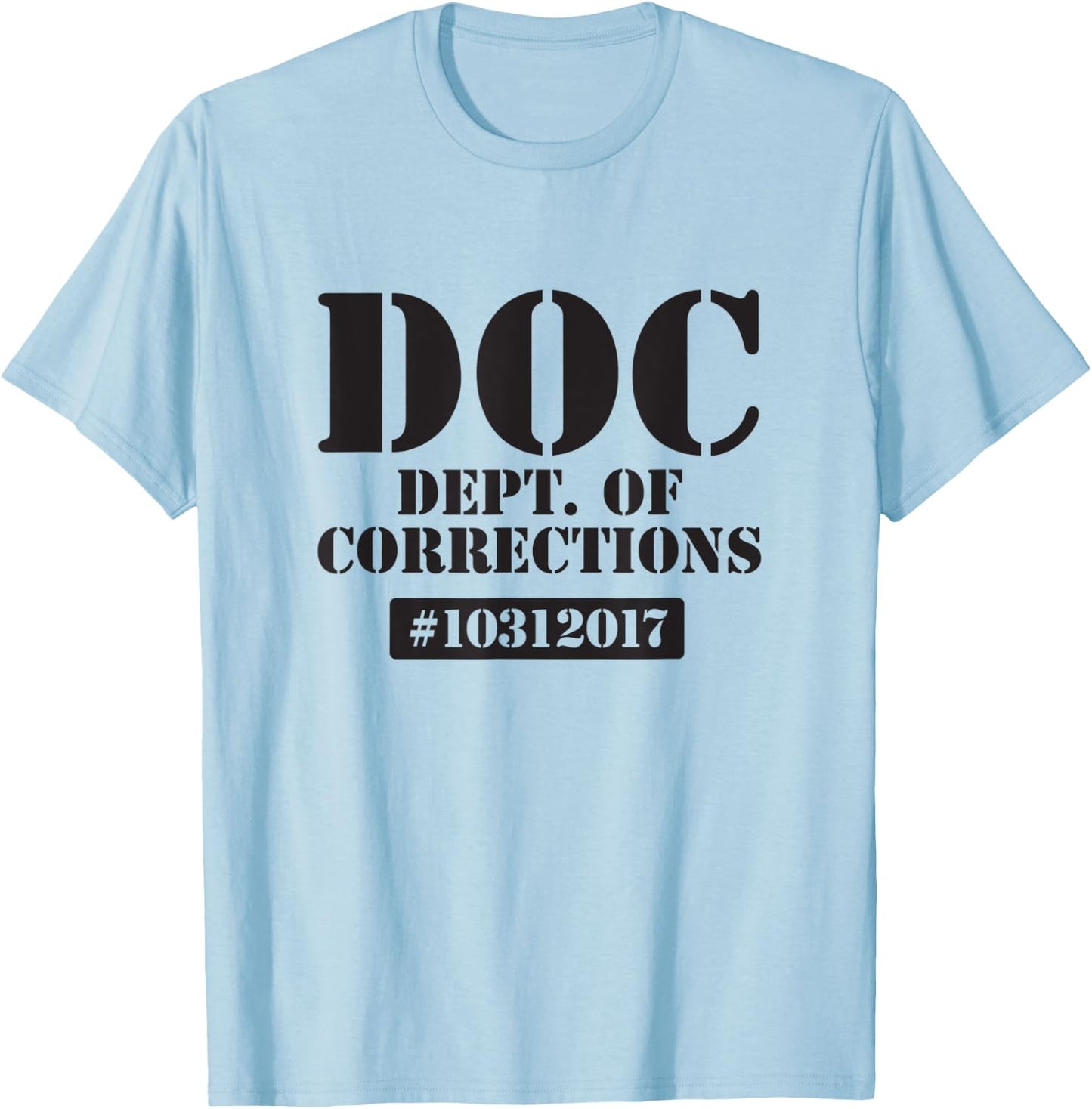 Dept of Corrections Halloween Jail Inmate Costume Graphic T-Shirt - T-Shirt | Light Blue